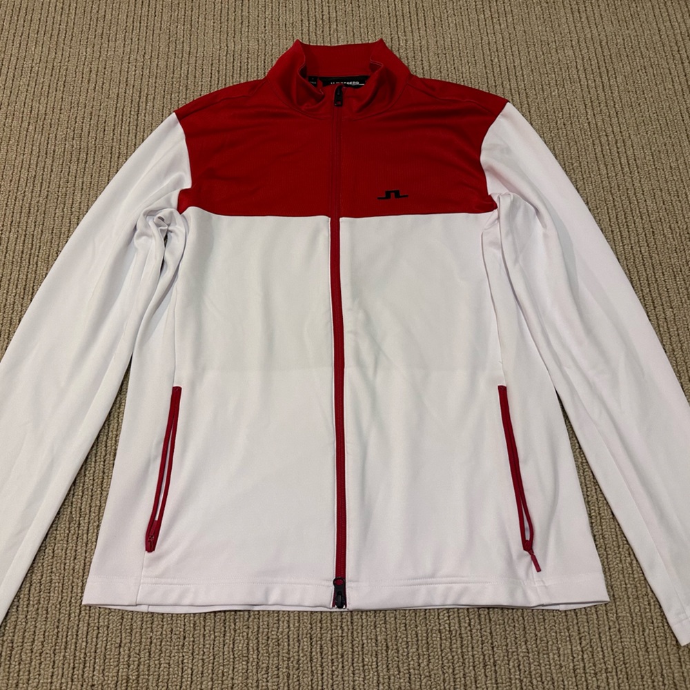 J. Lindeberg Banks Golf Mid Layer Men's Red Cherry Large